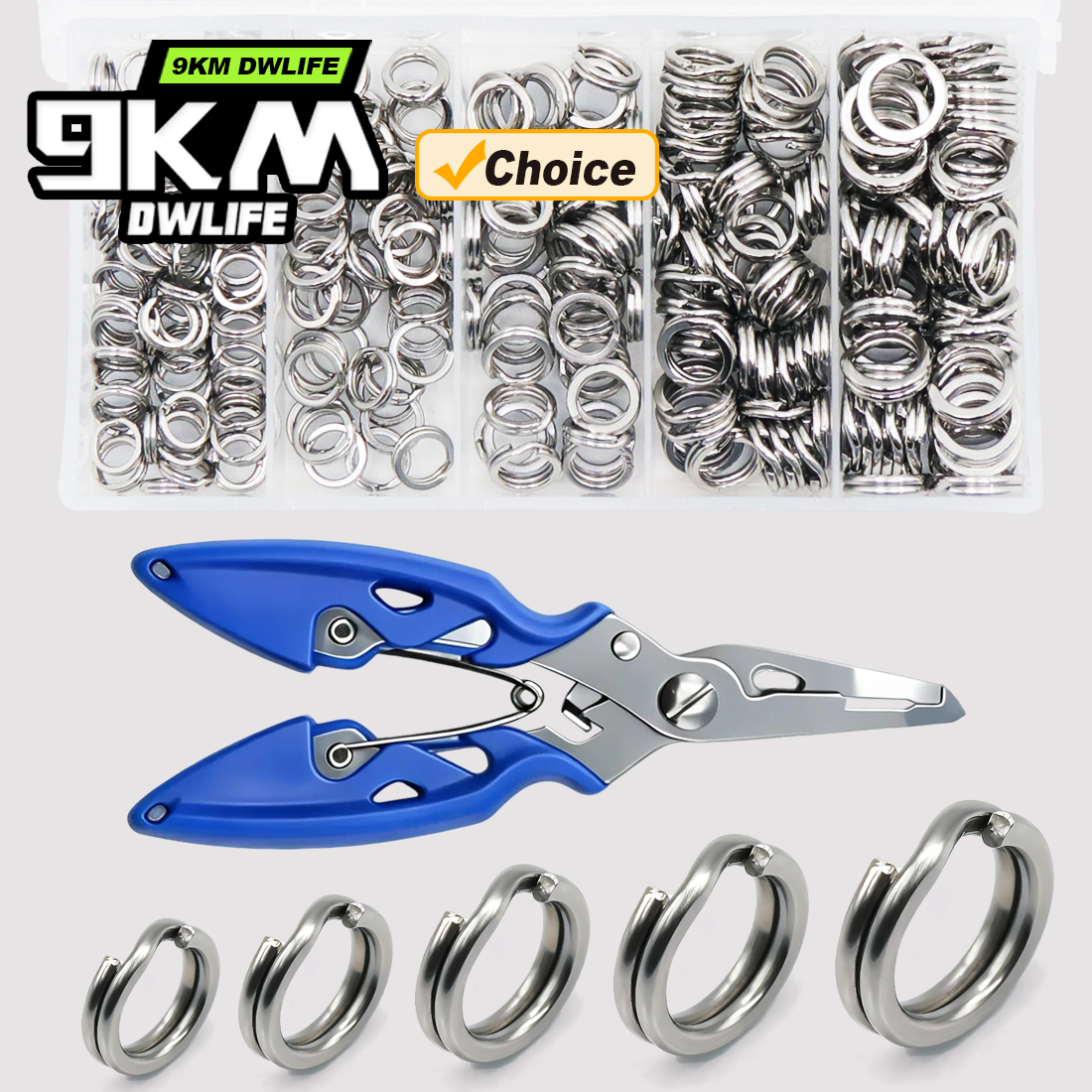 Fishing Lure Kit - 9KM Fishing Split Rings with Plier
