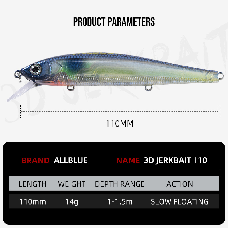ALLBLUE 3D Jerkbait Wobbler Fi - Fishing Lure Jerkbait のレビューと価格