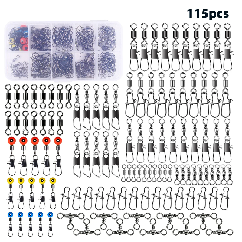 115pcs Fishing Swivel Connecto - Fishing Lure Box のレビューと価格