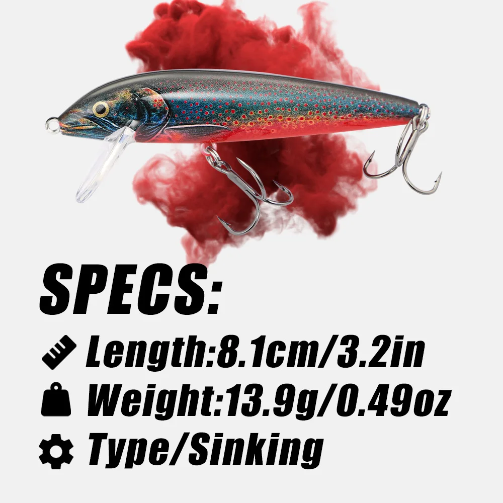 B&U 80mm Sinking Minnow Wobbli - Fishing Lure Swimbait のレビューと価格