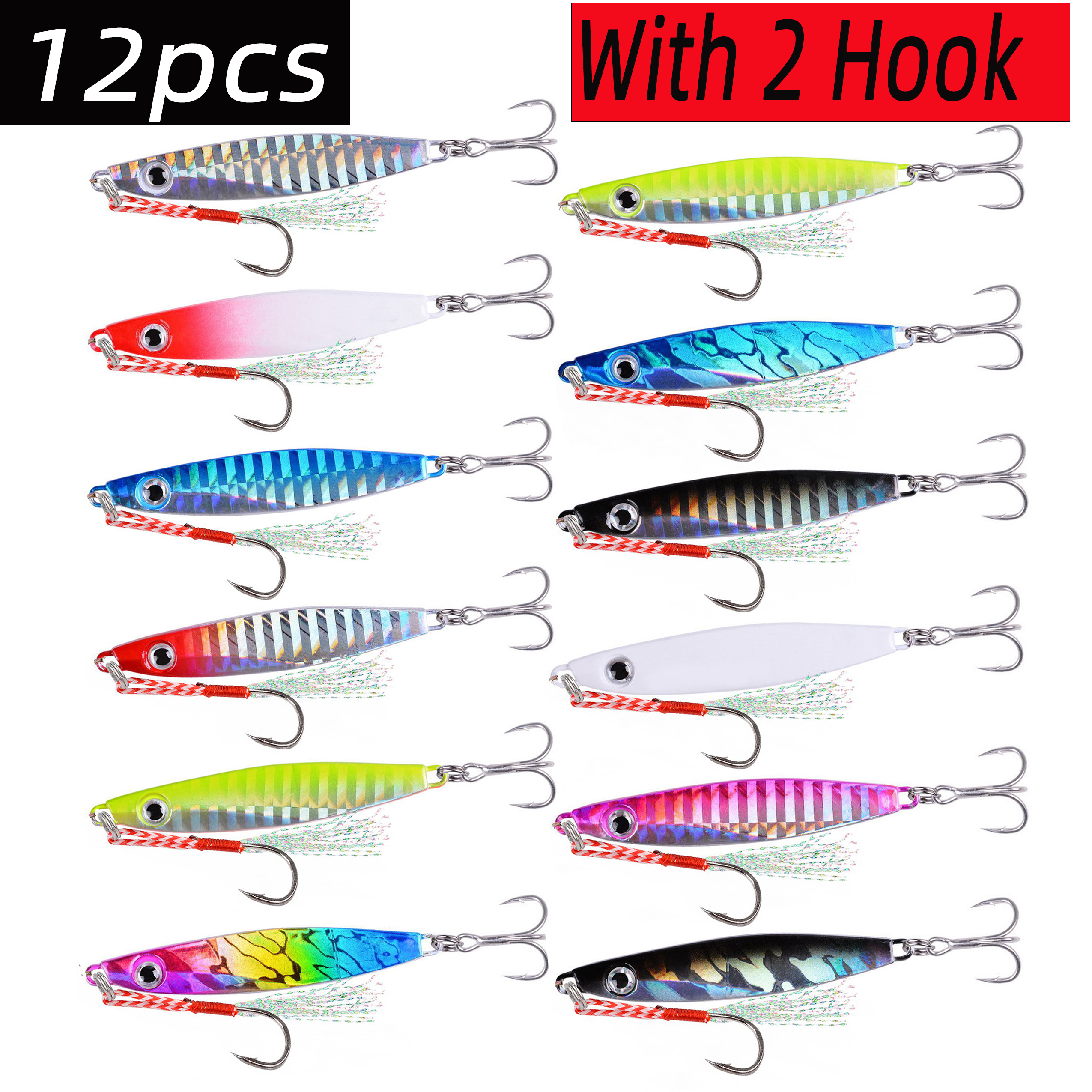12pcs Fishing Metal Lures Jig  - Fishing Lure Blade Bait のレビューと価格