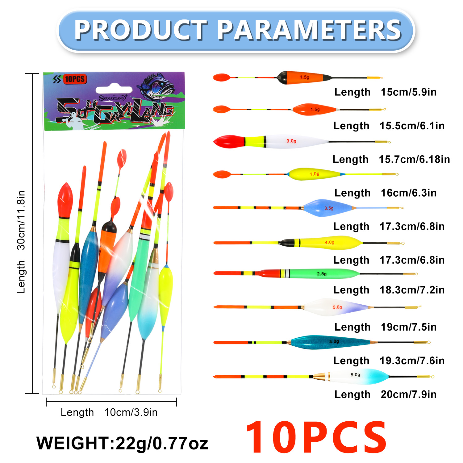 EVA Fishing Float Set 10pc 1.5 - Fishing Lure Topwater のレビューと価格